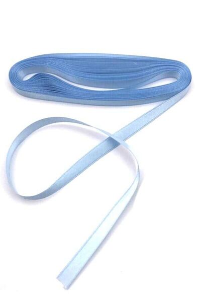 serap çiçekçilik Saten Kurdele Bebe Mavi Açık Mavi  (1cm 10 Metre )