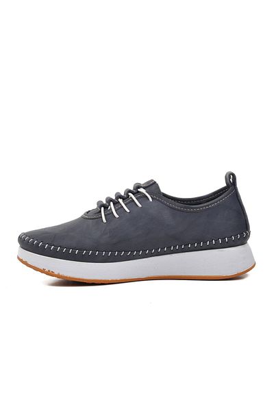 AYAKMOD 24077 Navy Blue Genuine Leather Women's Casual Shoes