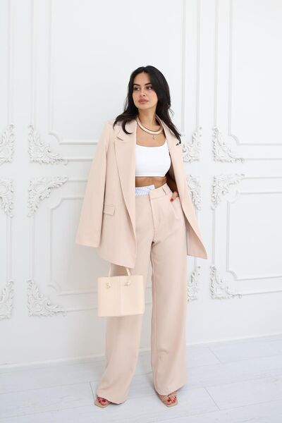 Rabia Çelik مجموعة عارية واسعة القطع مع تفاصيل الخصر