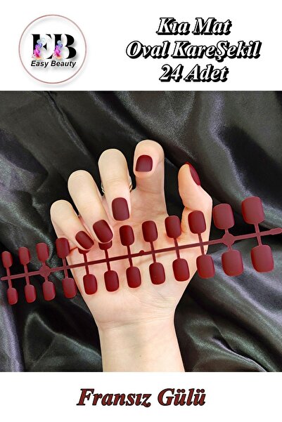 Easy Beauty 24 Adet Renkli Mat Kısa Takma Tırnak Oval-kare 3 Al Yapıştırıcı 6...