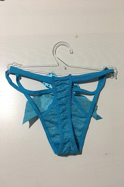 Nana & Mayka Moda Bow Tie Low-Cut Double Elastic String Thong Blue Fantasy Panties S-M-L Standard
