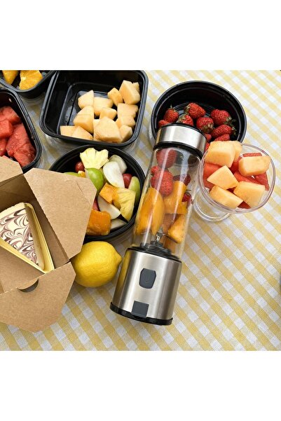 PİNK İTHALAT USB şarj edilebilir Blender kişisel 380ml cam yüzlü Blender sıkacağı küçük taşınabilir Blender