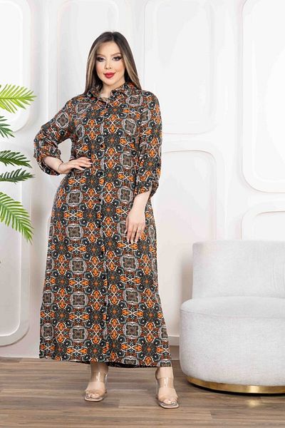 sinemisxxl Long Sleeve and Button Front Woven Shirt Dress