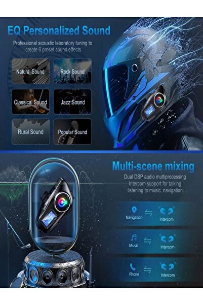 DEANB IPX6 SU GEÇİRMEZ SD KARTLI 2 KİŞİ 300M SİRİ DESTEK EQ SES İNTERKOM KASK KULAKLIĞI GÜRÜLTÜ OFF