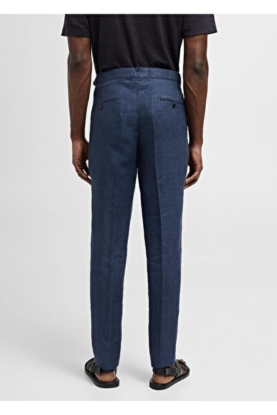 MANGO Man %100 balıksırtı keten slim fit kumaş pantolon