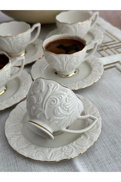 MD MİMOZA DEKOR Rose Turkish Coffee Cup - 12 Pieces for 6 People