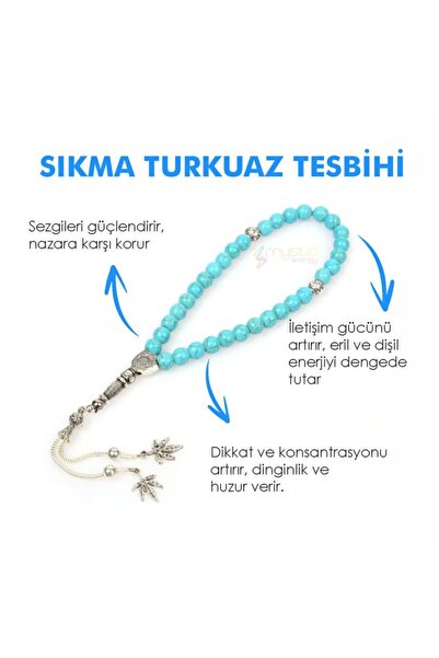 Golden Palace Doğal Taş Sıkma Turkuaz Erkek Tesbihi |hediyelik Doğaltaş | Hed...