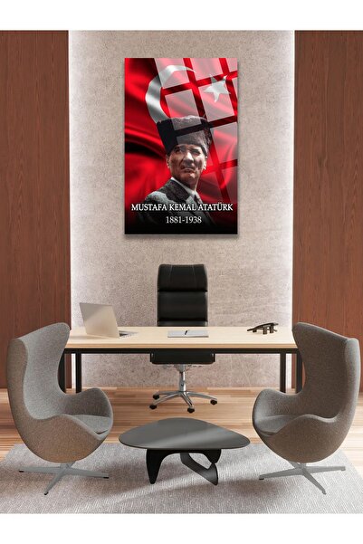 TAULART Ataturk i turska zastava 4mm nelomljiva vertikalna staklena slika vis...