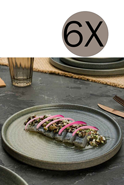 Bonna Porselen Hornfels Ripple 28cm  Düz Tabak 6'lı Takım HORRPL28DZ