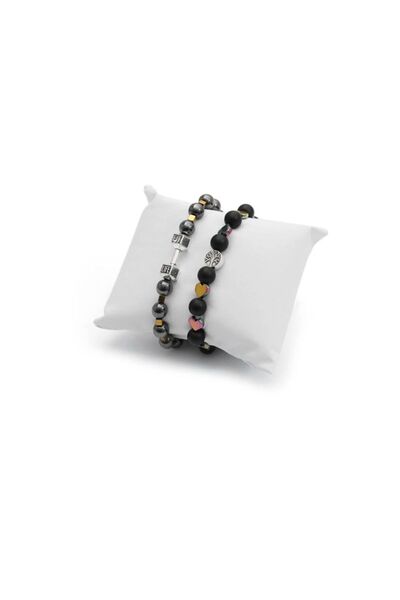 Mystic Energy Gerçek Doğal Taş Çiftlere Özel Hematit Onix(ONİKS) Bileklik Set...