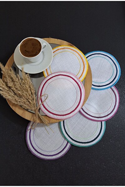 NGR HOME منديل كوكتيل دائري ملون مكون من 6 قطع