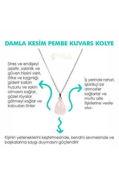 Mystic Energy Natural Stone Pink Quartz Drop Cut Necklace |   Gift Natural Stone
