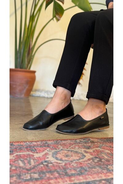 Akdam "%"100 Hakiki Deri Siyah Babet Ayakkabı