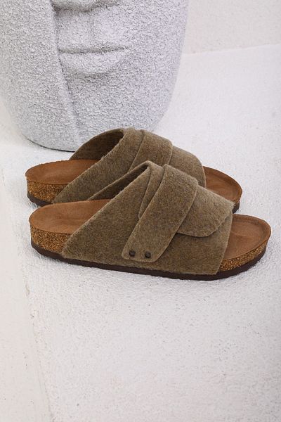 Land of Cork Sabo Unisex Anatomical Natural Cork Sole Natural Felt Wool Indoor Slippers