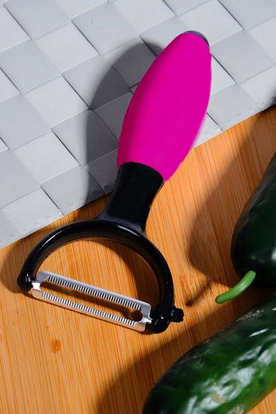 safestore Practical Colorful Silicone Handle Double Head Chubby Peeler Steel Fruit Vegetable Peeler