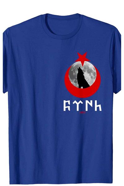 WOODROFFE Tricou negru supradimensionat - imprimeu Göktürk, decolteu, largi Boyfirend