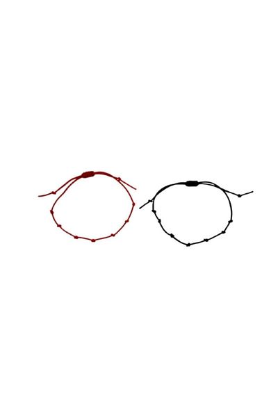 BD AKSESUAR 2-Piece 7 Knotted Rope Bracelet Luck, Love, Blessings, Power, Peace, Evil Eye, Hope Bracelet Red Black