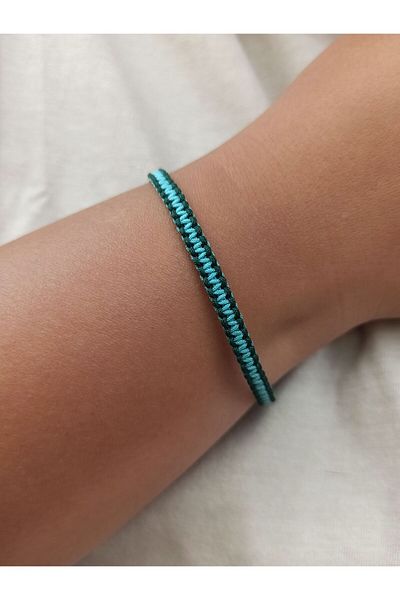 TREND Unisex Two Color Braided Green-Turquoise Macrame String Bracelet – Handmade, Adjustable