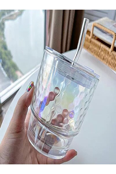 safestore 350 Ml Heat Resistant Borosilicate Glass Cup with Straw Coffee Presentation Cup - 1 Piece