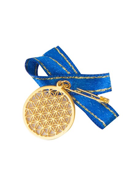 FERHAN SEZER Altın Rengi Gümüş Yaşam Çiçeği Unisex Desenli Bebek Iğnesi