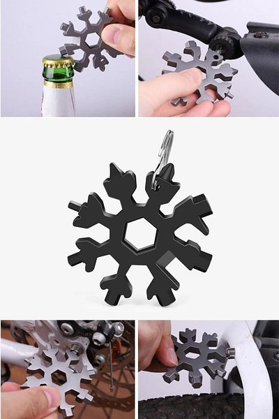 safestore Multi-Purpose Allen Screwdriver Set Steel Portable Snowflake Keychain Can Bottle Opener