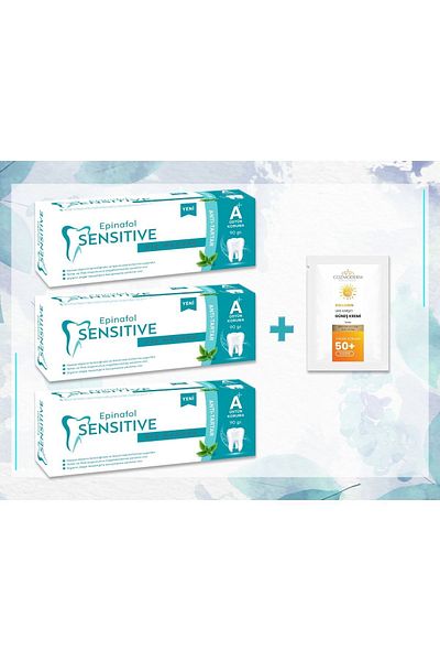 Epinafol Sensitive 3 Pack Antitartar Cozmoderm Sunscreen with Gift