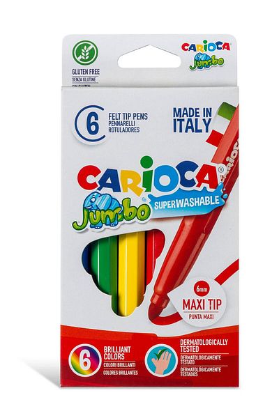 Carioca Carioca Carioca Jumbo Washable Felt Tip Crayons Pack of 6