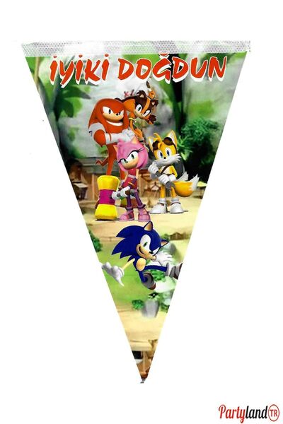 PartylandTR Sonic Temalı Iyi Ki Doğdun Flama 2 Metre 10 Bayrak