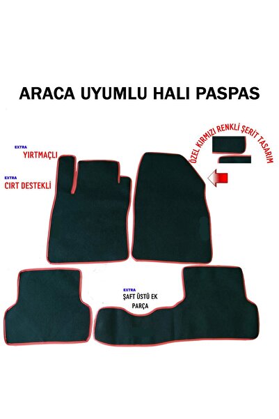 RS AUTO AKSESUAR Renault Clıo 4 Araca Uyumlu Halı Paspas Kırmızı Kenar Şerit