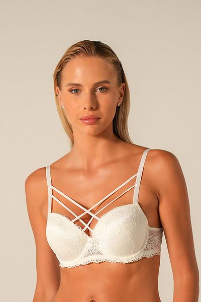 Doğan Women's Ecru Lace String Supported Bra