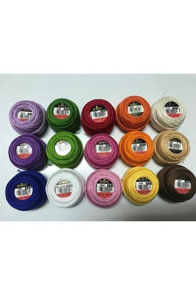 Dmc Koton Perle No:8 15 Colors Embroidery Cross Stitch and Punch Floss