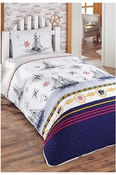 Kristal Single Quilted Complete 4 Season Duvet Cover Set Sailing Ship