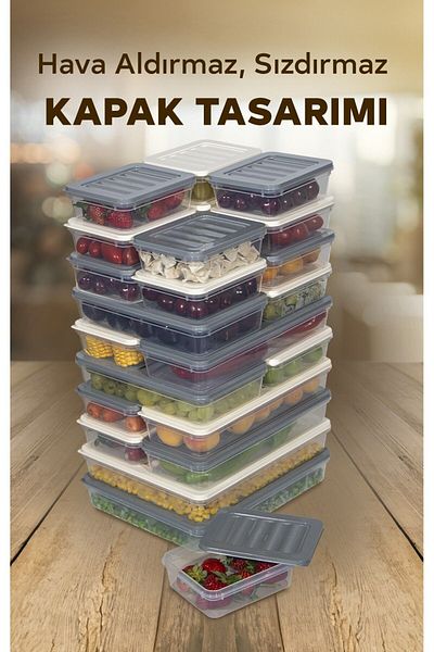 Nesto Home 24 Colorful Refrigerator Organizer Freezer and Microwave Storage Container 2X2400 4X1200 6X1170 12X600 ml