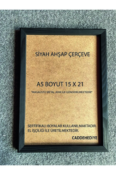 caddehediye SİYAH DOĞAL AHŞAP ÇERÇEVE A5 15x21  BOYUT EVRAK PUZZLE POSTER
