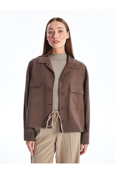 LC Waikiki Γυναικείο μπουφάν LCW Oversize - Γιακάς πουκαμίσου, Μασίφ μακρυμάνικο