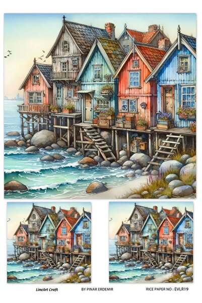 LİNEART Evler Serisi EVLR19 Pirinç Dekopaj 30*42 cm