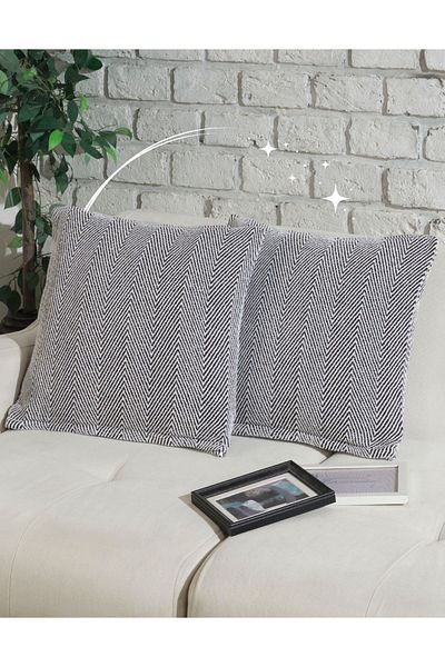 Lux Touch Husă de pernă Lily Black din 2 piese cu fermoar - 45 x 45 cm Pernă de pernă