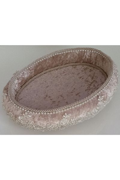 FNT Footed Velvet Towel Holder Box Organizer Gift Bundle Holder Dowry Holder