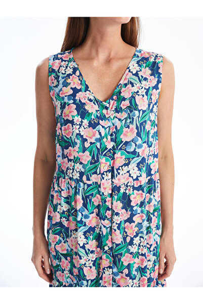 LC Waikiki V-nyakú virágmintás LCW női ruha