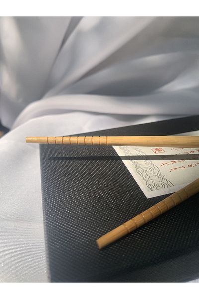 Tam Seramik Japanese Bamboo Chopstick Yellow Floral Pattern 1 Pair