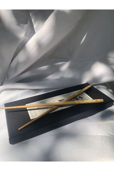 Tam Seramik Japanese Bamboo Chopstick Yellow Floral Pattern 1 Pair