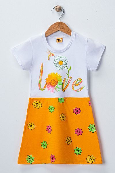 BUUFUU Rochie pastel cu decolteu cu imprimeu floral pentru fete