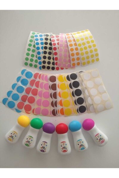 ileritoys 6'lı Mini Dot Marker Kalemi + Nokta Etiketi Seti