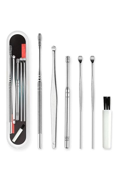 safestore 6 Pieces Stainless Steel - Ear Wax Collector, Remover Cleaner Care Stick Set