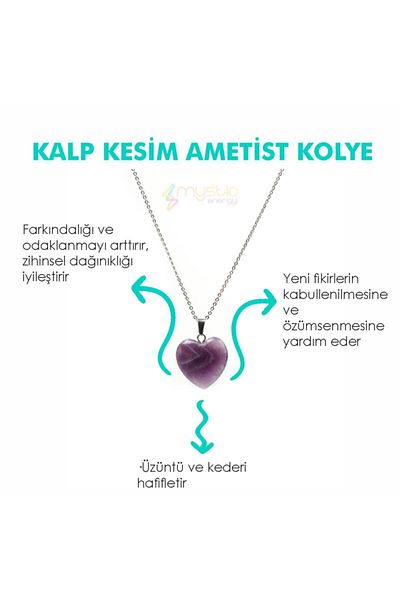 Mystic Energy Certified Natural Stone Amethyst Heart Cut Necklace |   Gift Natural Stone