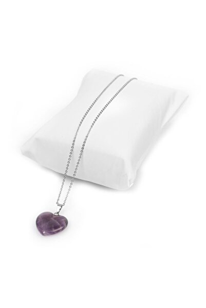 Mystic Energy Sertifikalı Doğal Taş Ametist Kalp Kesim Kolye | Hediyelik Doğaltaş