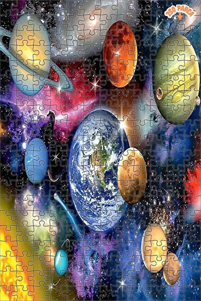 Teona Ahşap Galaksi Uzay Gezegen Dekoratif Çift Katlı Çerçeveli Asılabilir Ahşap Puzzle 250 PARÇA 30X30