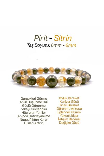 OSMANLI DEĞERLİ TAŞ Sertifikalı Orijinal Hakiki 6mm Sitrin - Pirit Doğal Taş ...