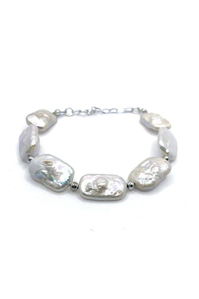 OSMANLI DEĞERLİ TAŞ Genuine Original Certified Pearl Natural Stone Bracelet with Silver Apparatus Chain