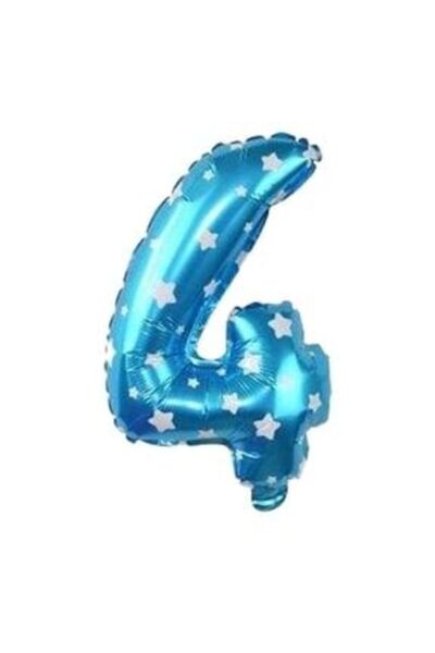 ikm balon Folyo Balon 4 Rakamı Helyum Balon 36 Cm Mavi Renk - 4 Yaş Balonu - ...